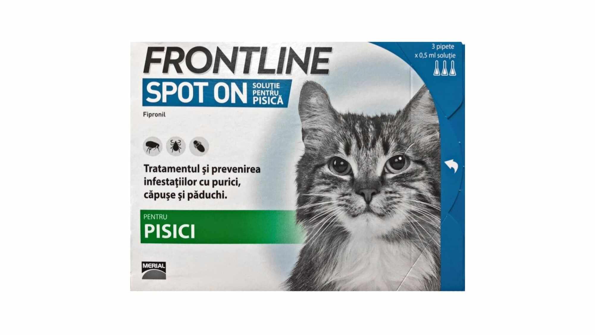 Frontline Spot On Pisica, Cutie cu 3 Pipete