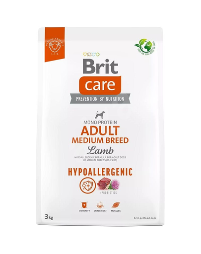 BRIT Care Hypoallergenic Adult Medium Breed Sac hrana caini talie medie, cu miel 12 kg