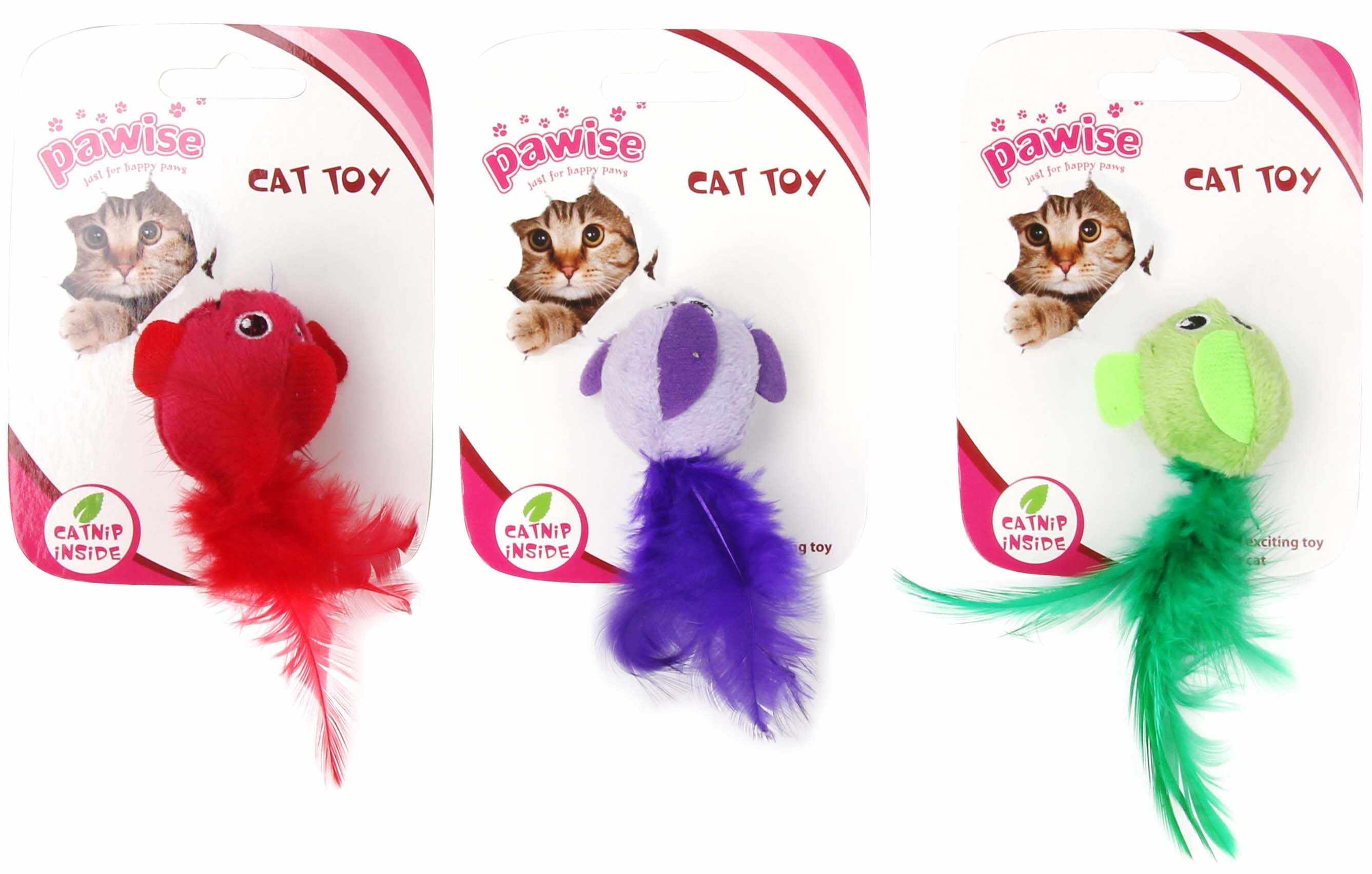 OUTLET PAWISE Jucărie pt pisici Pasăre cu Iarba pisicii, diverse culori, 15cm