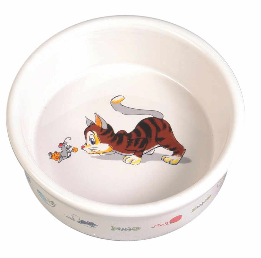 Castron Ceramic pisică 0.2 l/11 cm Alb 4007