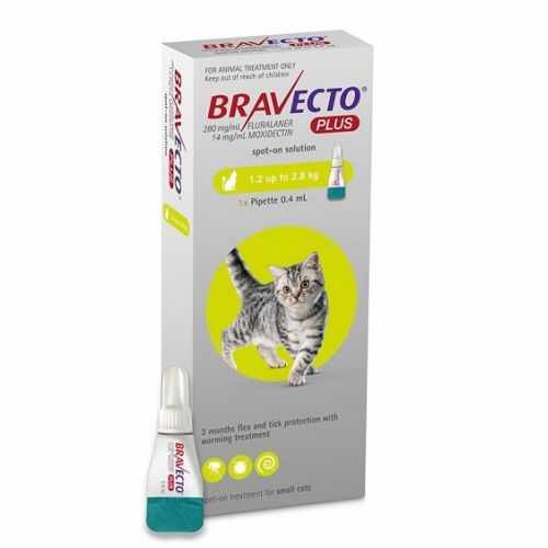 Bravecto Plus Spot On Pisica 1,2-2,8 kg X 1 Pipeta X 112,5 Mg