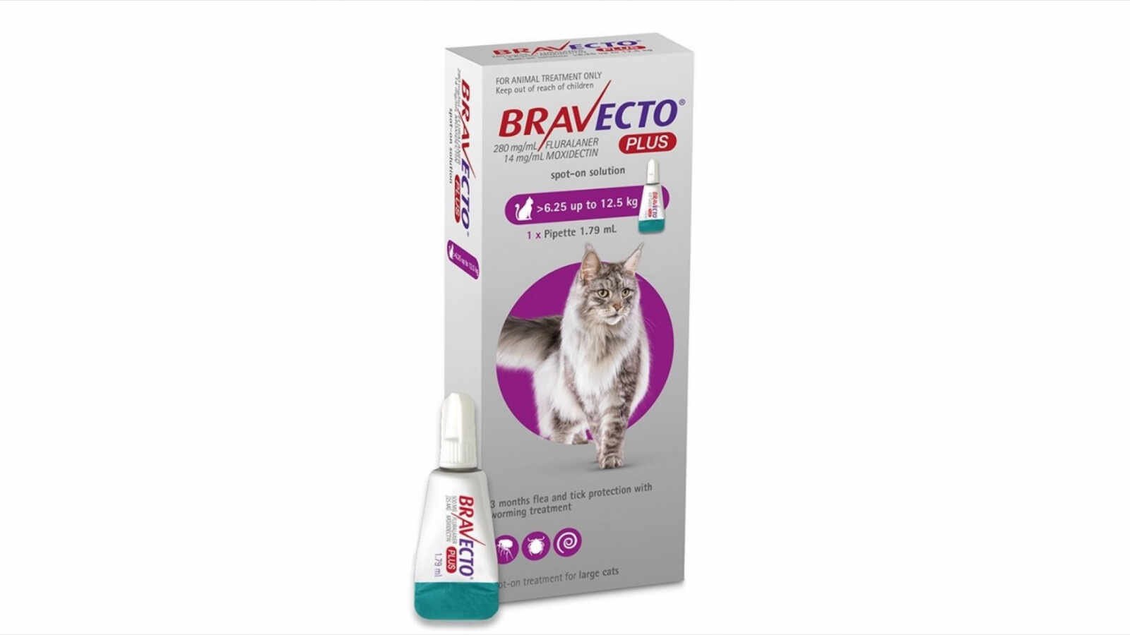 Bravecto Plus Spot On Pisica 6.25-12.5 kg kg X 1 Pipeta X 500 Mg